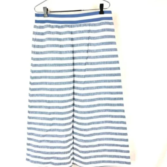 J. Jill Love Linen Blue White Stripe Button Skirt - Picture 4 of 5